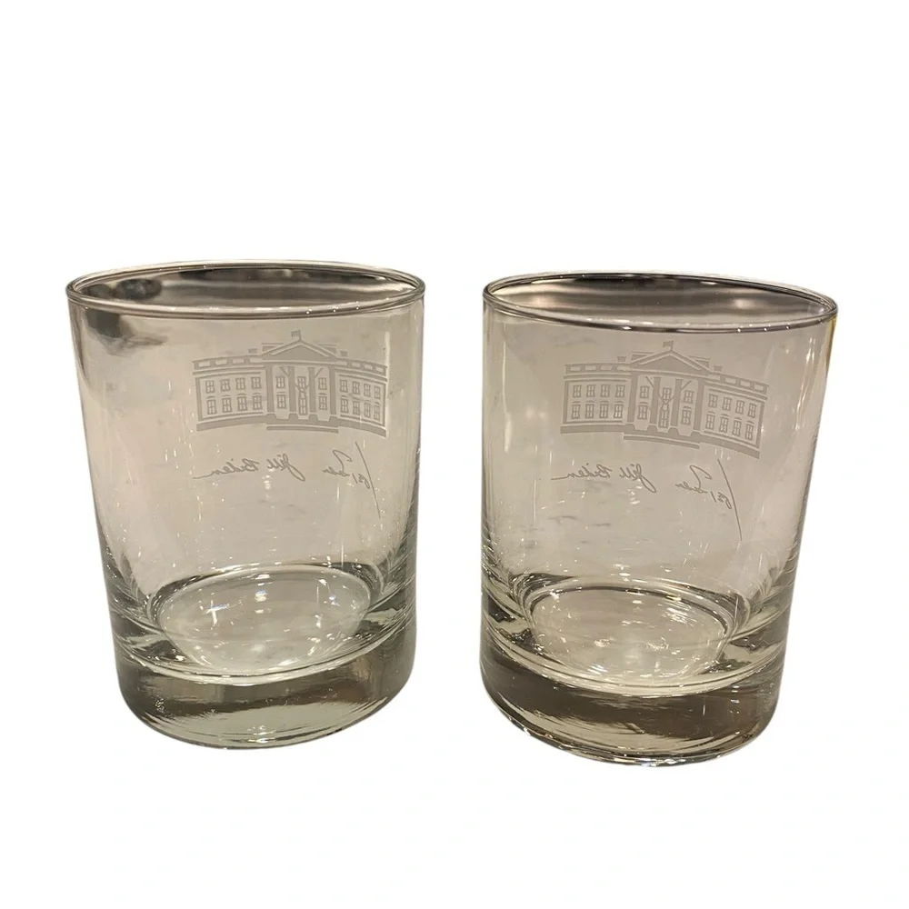 President Joe & Jill Biden Old-Fashion Lowball Whiskey Rock Glass. Set of two